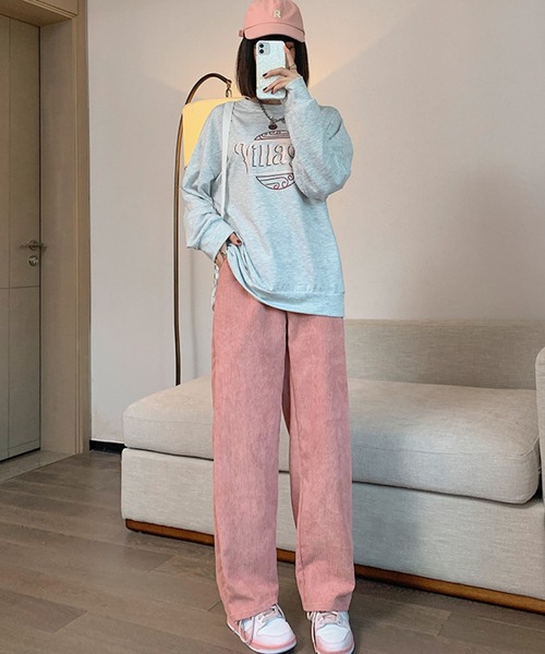 meJane(ミージェーン)の「ハイウエストカラーコーデュロイストレートパンツ(その他パンツ・レディース・ブラック/ブラウン/スモークピンク・L/M)」の7枚目の写真