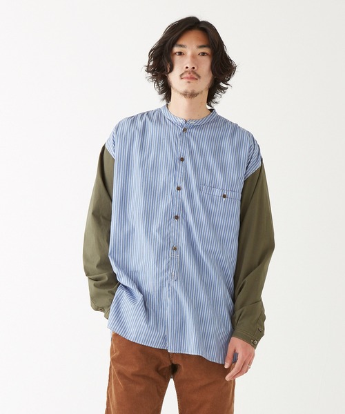 GYPSY&SONS（ジプシーアンドサンズ）の「STRIPE FARM SHIRTS（シャツ/ブラウス・メンズ・カーキ/ネイビー・LARGE/MEDIUM）」の2枚目の写真
