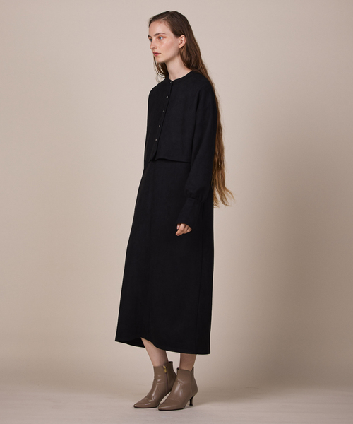 ReNorm（リノーム）の「ショートカーデ＆ジャンスカSETワンピース（ジャンパースカート・レディース・ブラック/グレー/ベージュ・M/S）」の8枚目の写真