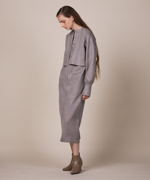 ReNorm（リノーム）の「ショートカーデ＆ジャンスカSETワンピース（ジャンパースカート・レディース・ブラック/グレー/ベージュ・M/S）」の5枚目の写真