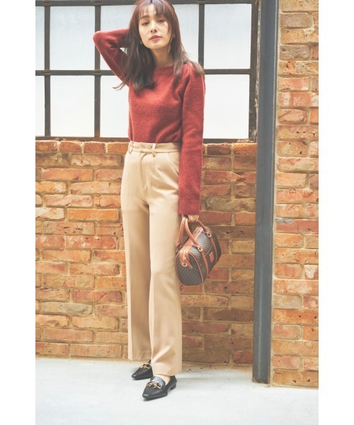 N WITH.（エヌウィズ）の「ベーシックフレアスラックス（スラックス・レディース・ライトベージュ/ブラック・S/M）」の4枚目の写真