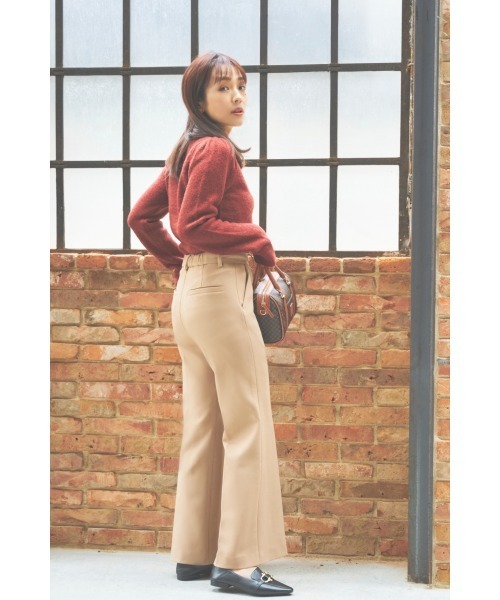 N WITH.（エヌウィズ）の「ベーシックフレアスラックス（スラックス・レディース・ライトベージュ/ブラック・S/M）」の6枚目の写真