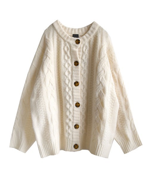 MIMIMEMETE(ミミメメット)の「ケーブル編み ニットカーディガン(カーディガン/ボレロ・レディース・レッド/ライトブルー/パープル/オフホワイト・フリー)」の7枚目の写真