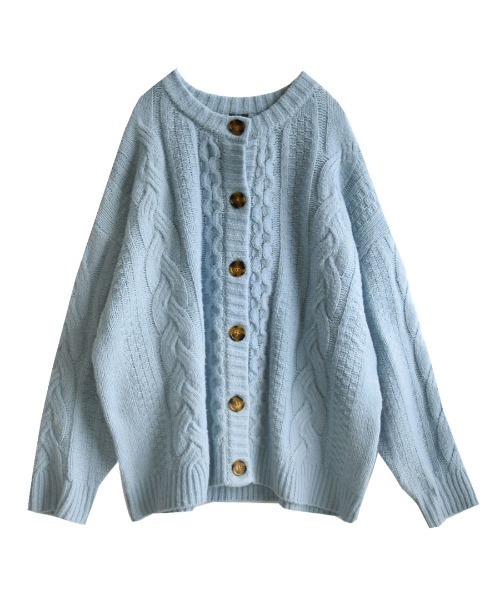 MIMIMEMETE(ミミメメット)の「ケーブル編み ニットカーディガン(カーディガン/ボレロ・レディース・レッド/ライトブルー/パープル/オフホワイト・フリー)」の8枚目の写真