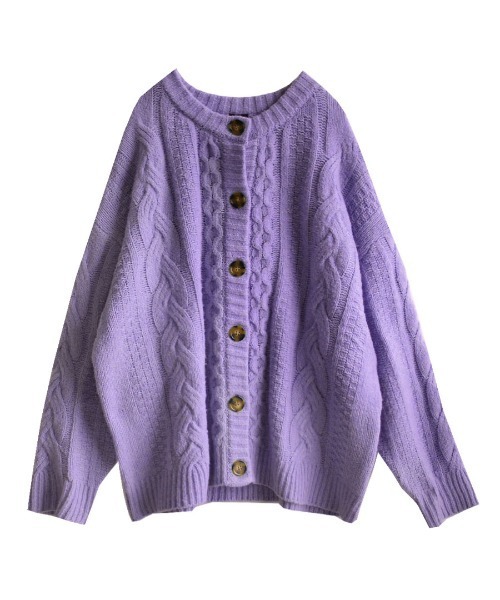 MIMIMEMETE(ミミメメット)の「ケーブル編み ニットカーディガン(カーディガン/ボレロ・レディース・レッド/ライトブルー/パープル/オフホワイト・フリー)」の9枚目の写真