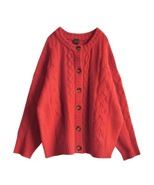 MIMIMEMETE(ミミメメット)の「ケーブル編み ニットカーディガン(カーディガン/ボレロ・レディース・レッド/ライトブルー/パープル/オフホワイト・フリー)」の10枚目の写真