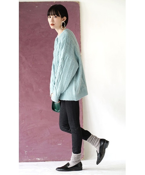 MIMIMEMETE(ミミメメット)の「ケーブル編み ニットカーディガン(カーディガン/ボレロ・レディース・レッド/ライトブルー/パープル/オフホワイト・フリー)」の21枚目の写真