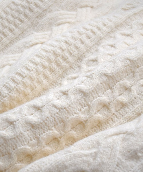 MIMIMEMETE(ミミメメット)の「ケーブル編み ニットカーディガン(カーディガン/ボレロ・レディース・レッド/ライトブルー/パープル/オフホワイト・フリー)」の6枚目の写真
