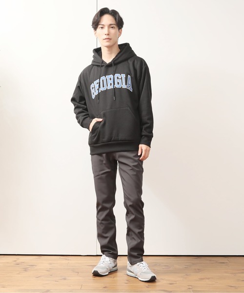 TopIsm(トップイズム)の「GEORGIA刺繍ロゴ 裏地シャギーボア プルパーカー(パーカー・メンズ・ブラック/オフホワイト/杢グレー/ダークグリーン・M/L/LL)」の6枚目の写真