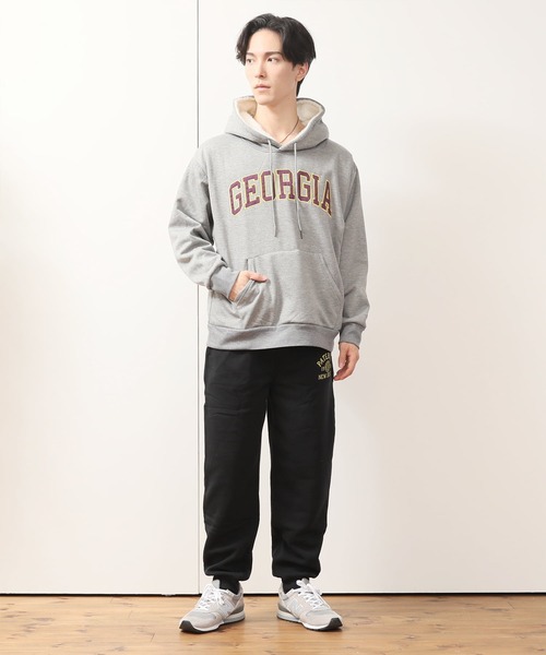 TopIsm(トップイズム)の「GEORGIA刺繍ロゴ 裏地シャギーボア プルパーカー(パーカー・メンズ・ブラック/オフホワイト/杢グレー/ダークグリーン・M/L/LL)」の7枚目の写真