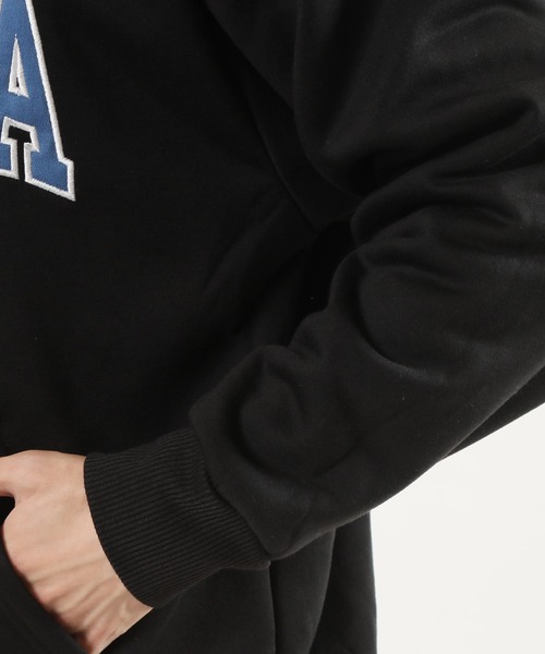TopIsm(トップイズム)の「GEORGIA刺繍ロゴ 裏地シャギーボア プルパーカー(パーカー・メンズ・ブラック/オフホワイト/杢グレー/ダークグリーン・M/L/LL)」の13枚目の写真