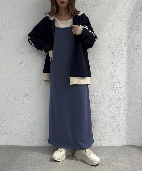 apres jour mignon（アプレジュールミニョン）の「ポンチキャミワンピース【ZOZOTOWN限定アイテム】（ワンピース・レディース・オレンジ/ライトベージュ/カーキ/ブラック/ブルー・X-LARGE/MEDIUM/SMALL）」の5枚目の写真