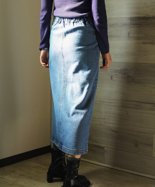aimoha（アイモハ）の「【aimoha】オリジナル  ストレットデニムハイウエストロングスカート(タイトスカート)（デニムスカート・レディース・ブラック/ブルー/インディゴブルー/ライトブルー/ダークグレー/グリーン/ブラック系その他・SMALL/MEDIUM/LARGE/X-LARGE）」の21枚目の写真