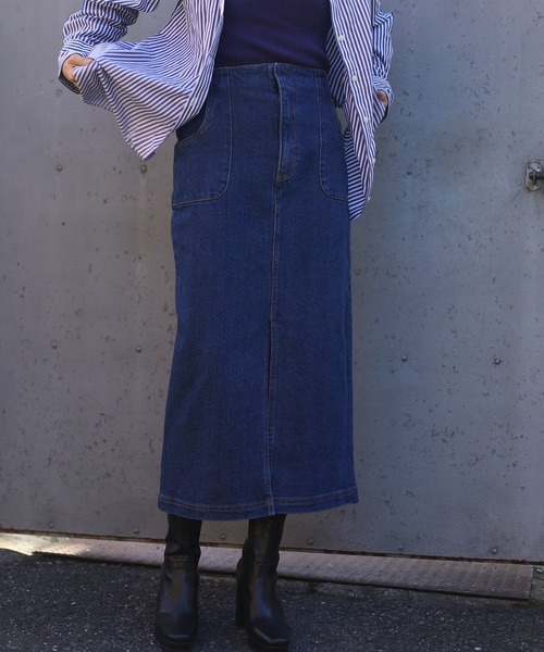 aimoha（アイモハ）の「【aimoha】オリジナル  ストレットデニムハイウエストロングスカート(タイトスカート)（デニムスカート・レディース・ブラック/ブルー/インディゴブルー/ライトブルー/ダークグレー/グリーン/ブラック系その他・SMALL/MEDIUM/LARGE/X-LARGE）」の22枚目の写真