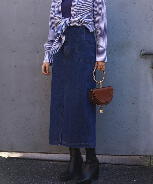 aimoha（アイモハ）の「【aimoha】オリジナル  ストレットデニムハイウエストロングスカート(タイトスカート)（デニムスカート・レディース・ブラック/ブルー/インディゴブルー/ライトブルー/ダークグレー/グリーン/ブラック系その他・SMALL/MEDIUM/LARGE/X-LARGE）」の9枚目の写真