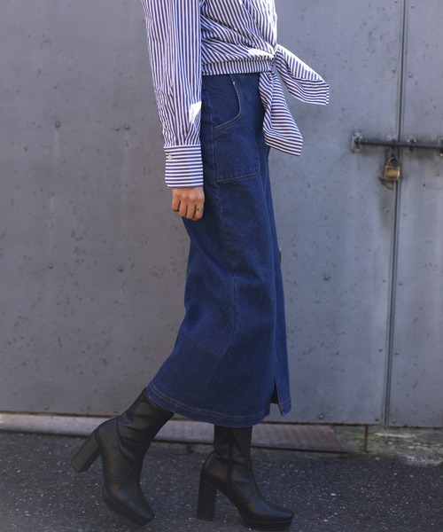 aimoha（アイモハ）の「【aimoha】オリジナル  ストレットデニムハイウエストロングスカート(タイトスカート)（デニムスカート・レディース・ブラック/ブルー/インディゴブルー/ライトブルー/ダークグレー/グリーン/ブラック系その他・SMALL/MEDIUM/LARGE/X-LARGE）」の10枚目の写真