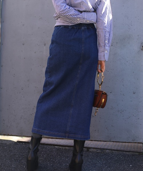 aimoha（アイモハ）の「【aimoha】オリジナル  ストレットデニムハイウエストロングスカート(タイトスカート)（デニムスカート・レディース・ブラック/ブルー/インディゴブルー/ライトブルー/ダークグレー/グリーン/ブラック系その他・SMALL/MEDIUM/LARGE/X-LARGE）」の11枚目の写真