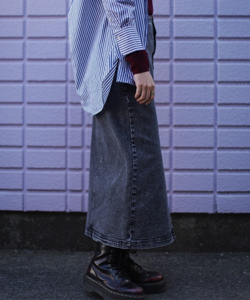 aimoha（アイモハ）の「【aimoha】オリジナル  ストレットデニムハイウエストロングスカート(タイトスカート)（デニムスカート・レディース・ブラック/ブルー/インディゴブルー/ライトブルー/ダークグレー/グリーン/ブラック系その他・SMALL/MEDIUM/LARGE/X-LARGE）」の12枚目の写真