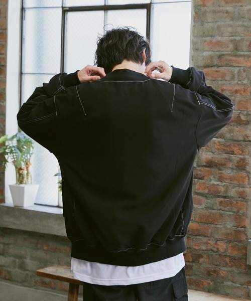 Alpinus(アルピナス)の「Loose Silhouette Stitch MA-1 Blouson / ルーズシルエット ステッチMA-1ブルゾン(MA-1・メンズ・アイボリー/ブラック・SMALL/MEDIUM)」の9枚目の写真