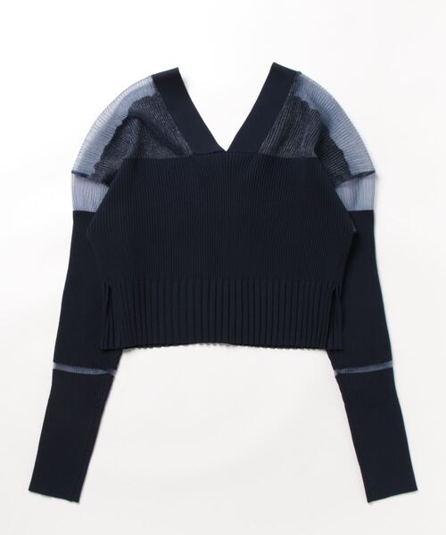 Three Four Time（ｽﾘｰﾌｫｰﾀｲﾑ）の「シアーニットショートカーディガン（カーディガン/ボレロ・レディース・ブルー/ネイビー/オレンジ・FREE）」の4枚目の写真