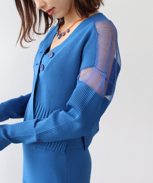 Three Four Time（ｽﾘｰﾌｫｰﾀｲﾑ）の「シアーニットショートカーディガン（カーディガン/ボレロ・レディース・ブルー/ネイビー/オレンジ・FREE）」の9枚目の写真