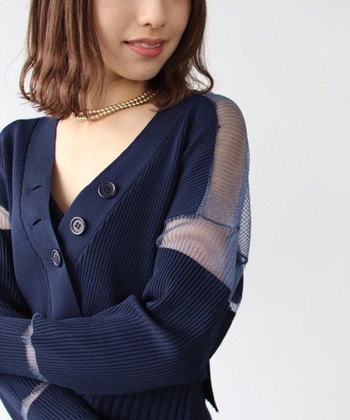 Three Four Time（ｽﾘｰﾌｫｰﾀｲﾑ）の「シアーニットショートカーディガン（カーディガン/ボレロ・レディース・ブルー/ネイビー/オレンジ・FREE）」の11枚目の写真