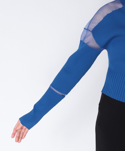 Three Four Time（ｽﾘｰﾌｫｰﾀｲﾑ）の「シアーニットショートカーディガン（カーディガン/ボレロ・レディース・ブルー/ネイビー/オレンジ・FREE）」の16枚目の写真