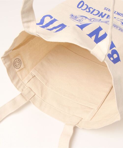 BEN DAVIS（ベンデイビス）の「【BEN DAVIS】ORGANIC PRINT TOTE（トートバッグ・レディース・ホワイト×ネイビー・FREE）」の4枚目の写真