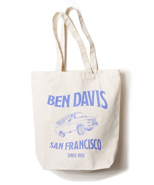 BEN DAVIS（ベンデイビス）の「【BEN DAVIS】ORGANIC PRINT TOTE（トートバッグ・レディース・ホワイト×ネイビー・FREE）」の5枚目の写真