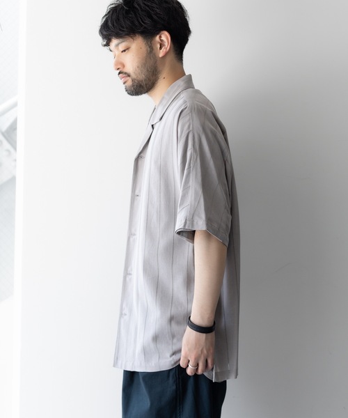 OMMO ダブルカーブスリーブシャツ ストライプ DOUBLE CURVE SLEEVE SH