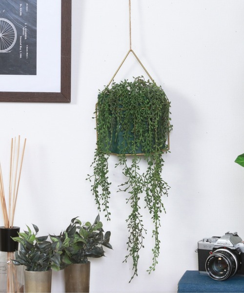 【セール】ハンギングフェイクグリーン グリーンネックレス クジャクヤシ ミモザ ミカヅキネックレス（インテリア雑貨）｜emesuelee（エメスーリー）