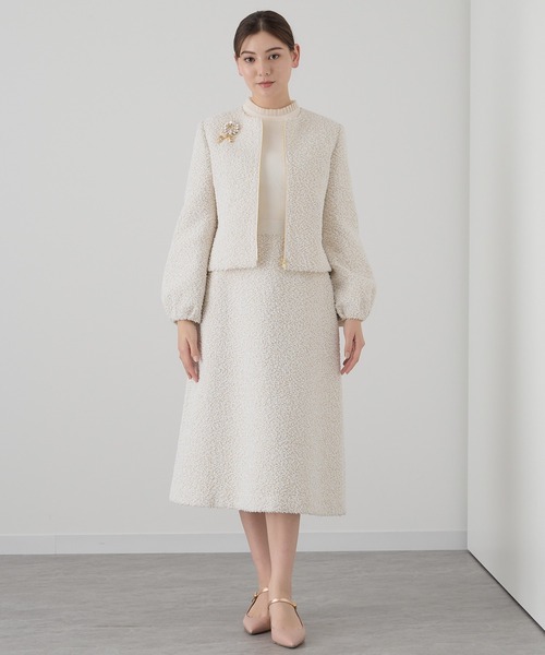 ANAYI（アナイ）の「【セットアップ対応商品】ホワイトラメツイードパフ袖 ジャケット（ノーカラージャケット・レディース・オフホワイト・38/36）」の5枚目の写真