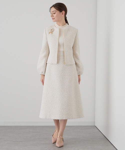 ANAYI（アナイ）の「【セットアップ対応商品】ホワイトラメツイードパフ袖 ジャケット（ノーカラージャケット・レディース・オフホワイト・38/36）」の8枚目の写真