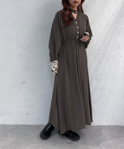 apres jour mignon(アプレジュールミニョン)の「袖ジャガードカッティングワンピース【ZOZOTOWN限定アイテム】(ワンピース・レディース・グレー/ブラック・X-LARGE/MEDIUM/SMALL)」の21枚目の写真