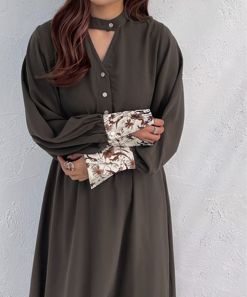 apres jour mignon(アプレジュールミニョン)の「袖ジャガードカッティングワンピース【ZOZOTOWN限定アイテム】(ワンピース・レディース・グレー/ブラック・X-LARGE/MEDIUM/SMALL)」の16枚目の写真