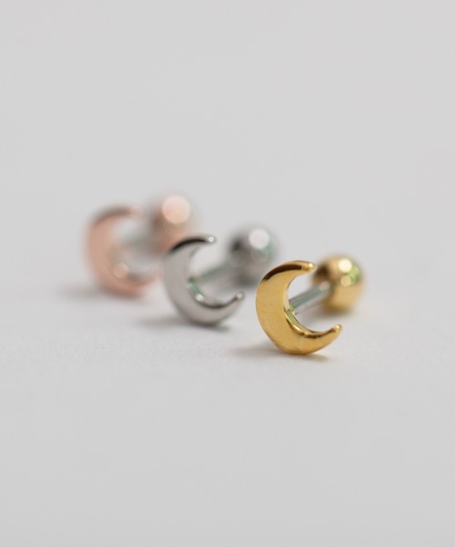 Peony(ピオニー)の「【Peony/ピオニー】/サージカルステンレス ムーンスタッドピアス(ピアス(片耳用)・レディース・ピンクゴールド/シルバー/ゴールド・FREE)」の4枚目の写真