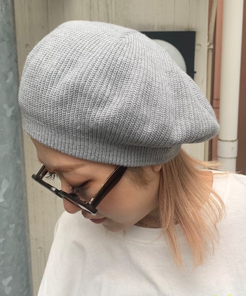 SHAGGIE（シャギー）の「シンプルニットベレー帽（ハンチング/ベレー帽・レディース・ブラック/ホワイト/グレー・FREE）」の3枚目の写真
