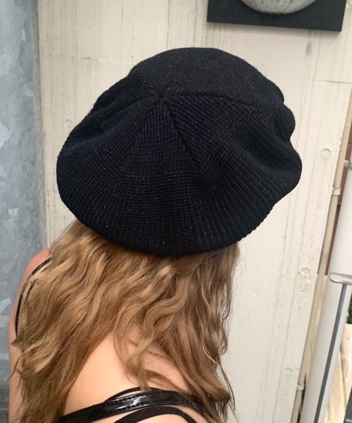 SHAGGIE（シャギー）の「シンプルニットベレー帽（ハンチング/ベレー帽・レディース・ブラック/ホワイト/グレー・FREE）」の2枚目の写真