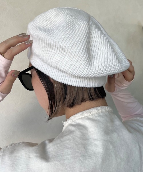 SHAGGIE（シャギー）の「シンプルニットベレー帽（ハンチング/ベレー帽・レディース・ブラック/ホワイト/グレー・FREE）」の6枚目の写真