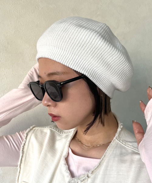 SHAGGIE（シャギー）の「シンプルニットベレー帽（ハンチング/ベレー帽・レディース・ブラック/ホワイト/グレー・FREE）」の5枚目の写真