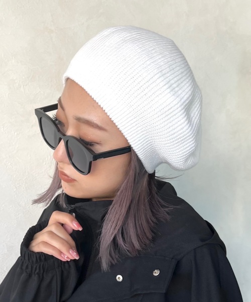 SHAGGIE（シャギー）の「シンプルニットベレー帽（ハンチング/ベレー帽・レディース・ブラック/ホワイト/グレー・FREE）」の4枚目の写真