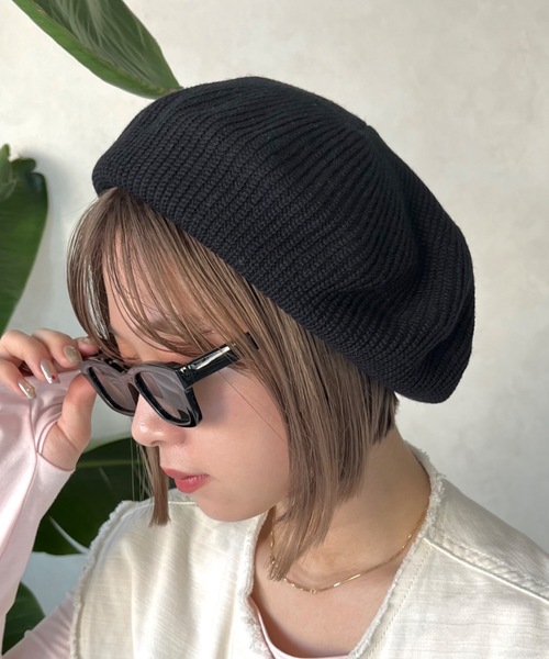 SHAGGIE（シャギー）の「シンプルニットベレー帽（ハンチング/ベレー帽・レディース・ブラック/ホワイト/グレー・FREE）」の13枚目の写真