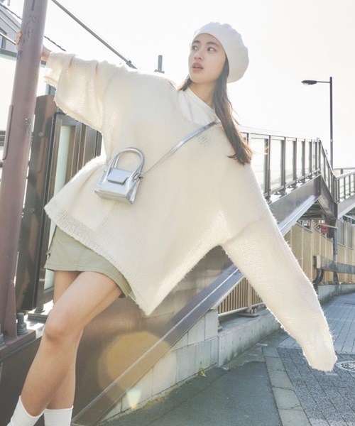 SHAGGIE（シャギー）の「シンプルニットベレー帽（ハンチング/ベレー帽・レディース・ブラック/ホワイト/グレー・FREE）」の11枚目の写真