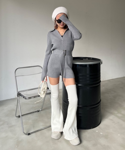 SHAGGIE（シャギー）の「シンプルニットベレー帽（ハンチング/ベレー帽・レディース・ブラック/ホワイト/グレー・FREE）」の7枚目の写真