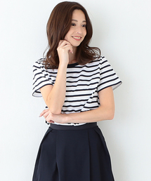 Demi-Luxe BEAMS | Demi-Luxe BEAMS / コットンボーダー Tシャツ(Tシャツ/カットソー)