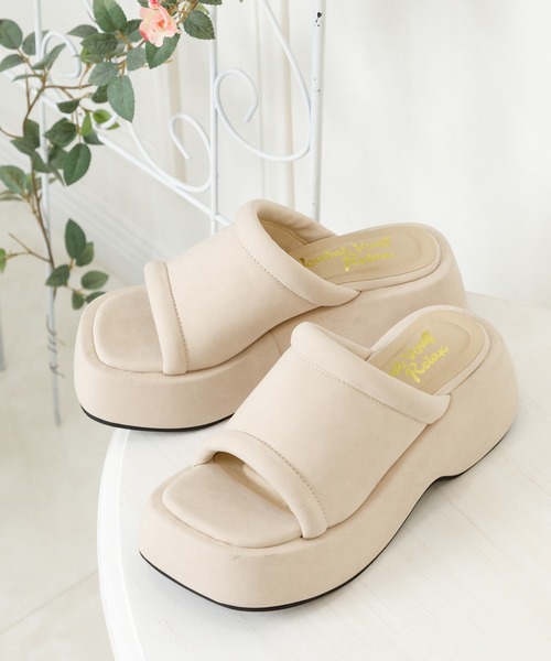 Noubel Voug Relax（ヌーベルヴォーグリラックス）の「厚底ウェッジソールミュール（サンダル・レディース・ベージュ/ブラック/アイボリー・S/M/L/LL/3L）」の6枚目の写真