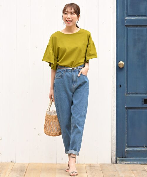 rps（アールピーエス）の「デニムテーパードパンツ（デニムパンツ・レディース・アイボリー/ブルー・M/L）」の18枚目の写真