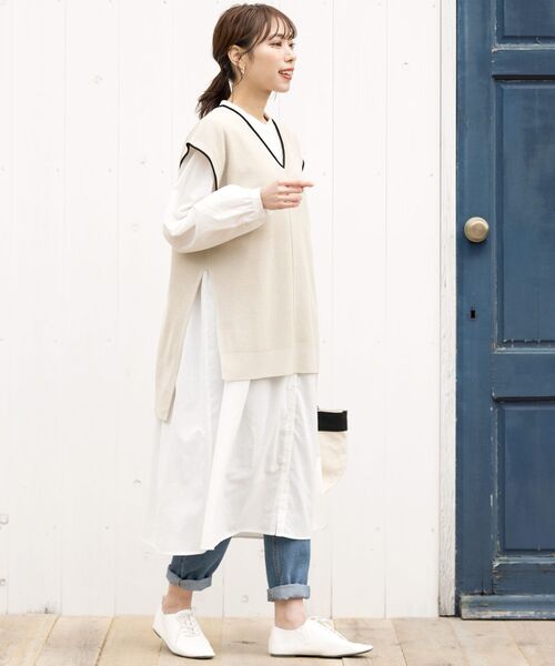 rps（アールピーエス）の「デニムテーパードパンツ（デニムパンツ・レディース・アイボリー/ブルー・M/L）」の3枚目の写真