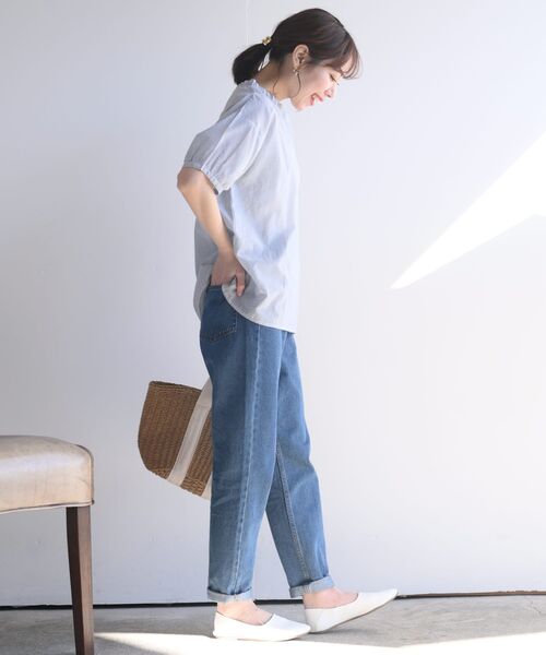 rps（アールピーエス）の「デニムテーパードパンツ（デニムパンツ・レディース・アイボリー/ブルー・M/L）」の22枚目の写真