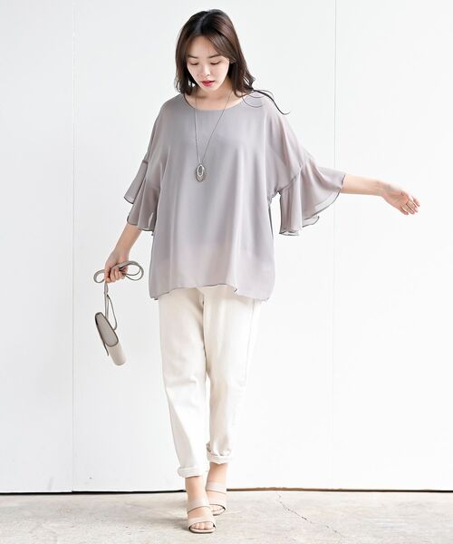 rps（アールピーエス）の「デニムテーパードパンツ（デニムパンツ・レディース・アイボリー/ブルー・M/L）」の4枚目の写真